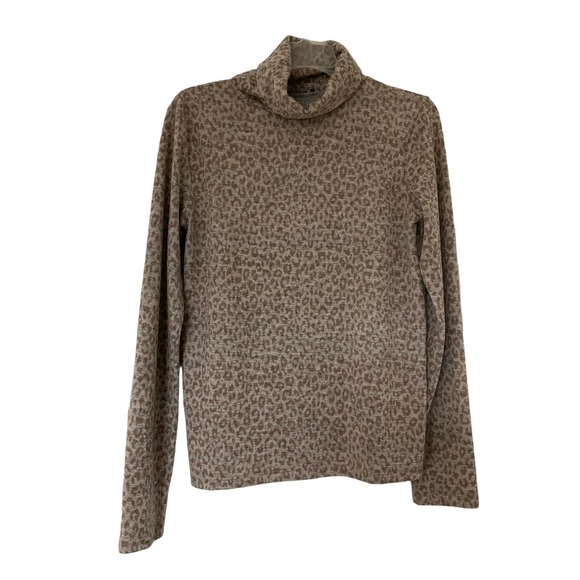 Zara Brown Animal Print Turtleneck Sweater Size Large | 45-2 - Picture 1 of 6